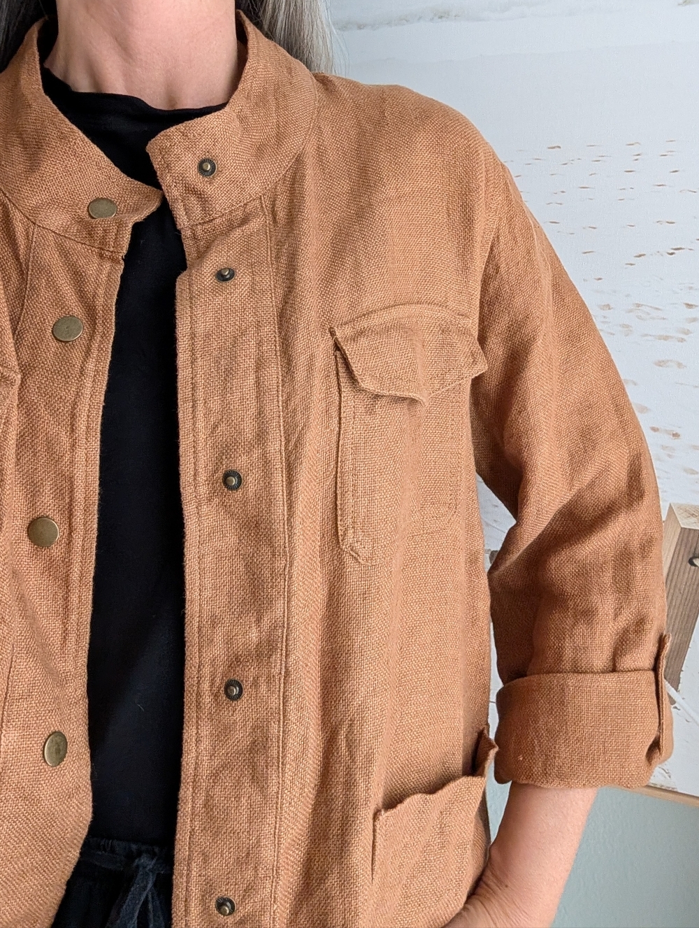 exc C & C CALIFORNIA rustic linen utility jacket M L - Picture 4 of 13